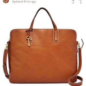 Fossil Emma Ladies Large Brown Leather Laptop Bag GREAT CHRISTMAS GIFT